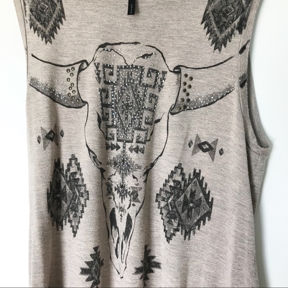 The Classic Cow Skull Sleeveless High-Low Top - S - Picture 3 of 5